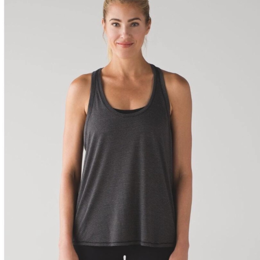 Lululemon Womens Heathered Black Tie It Up Singlet Tie Back - Size 0